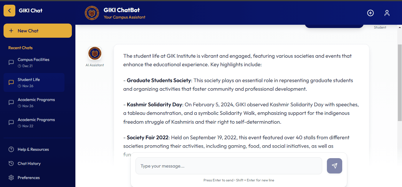 GIKI Chatbot (RAG)