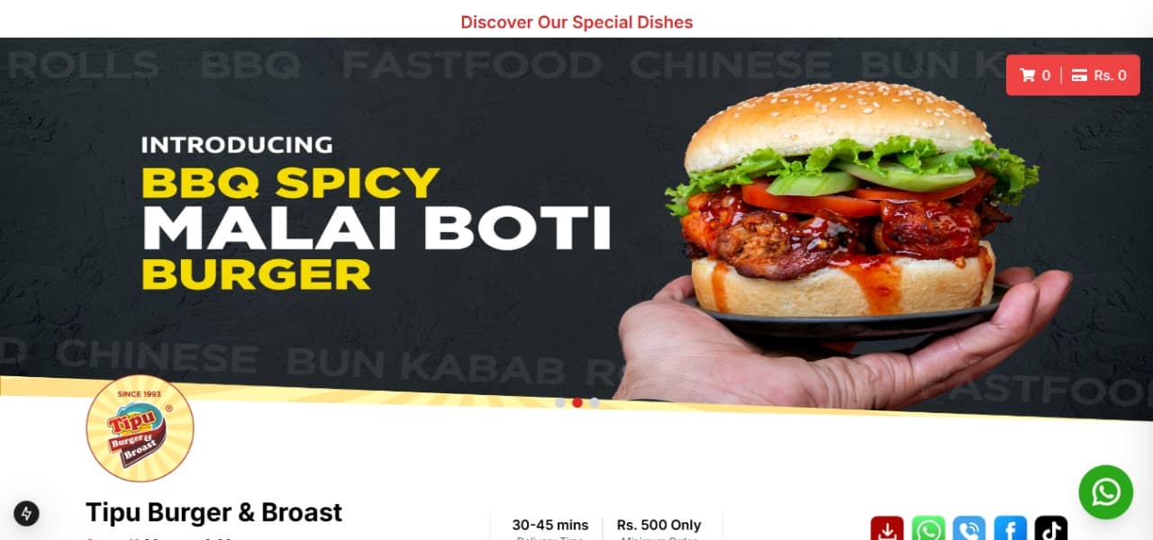 Tipu Restaurant Website with Admin Portal